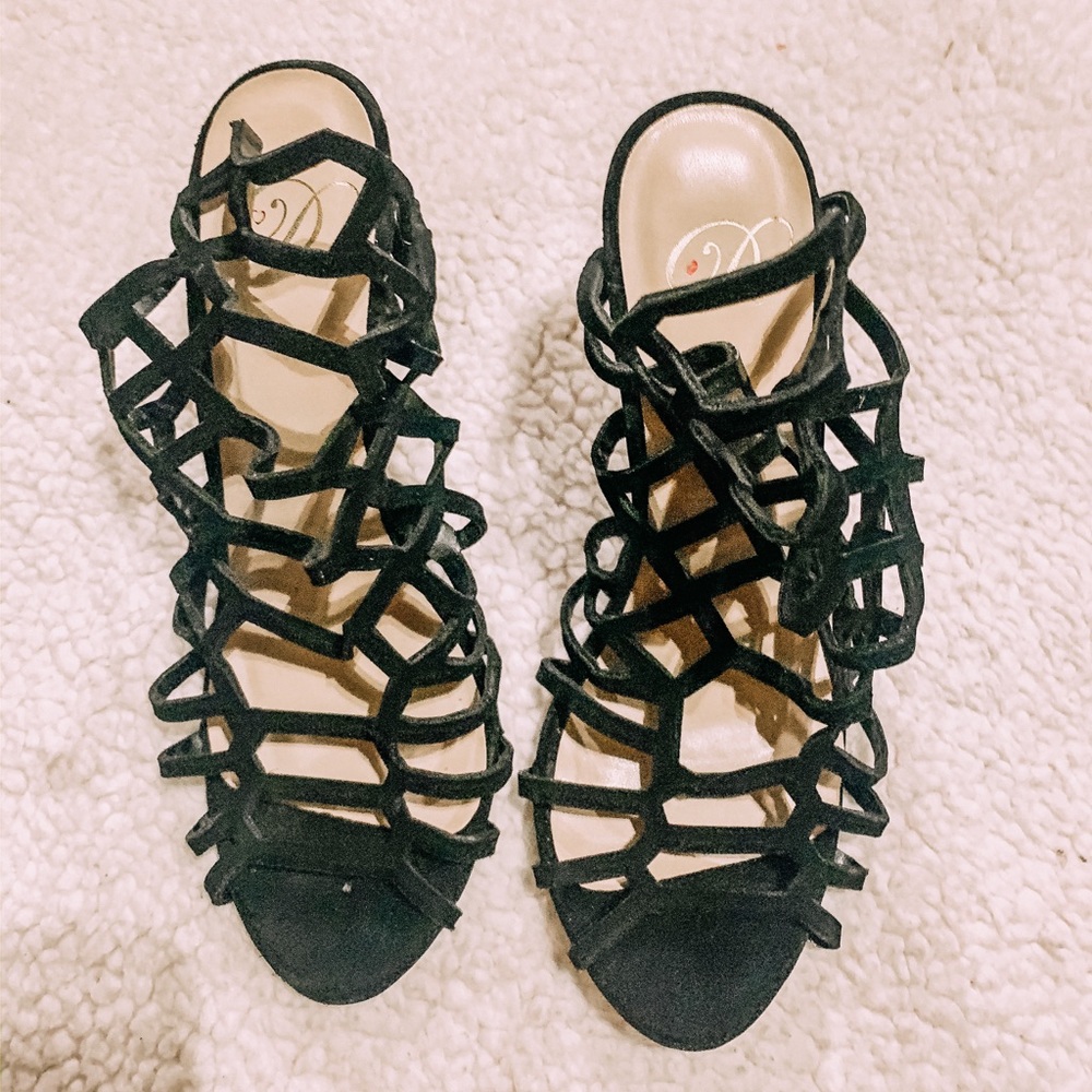 Webbed Black Heels
